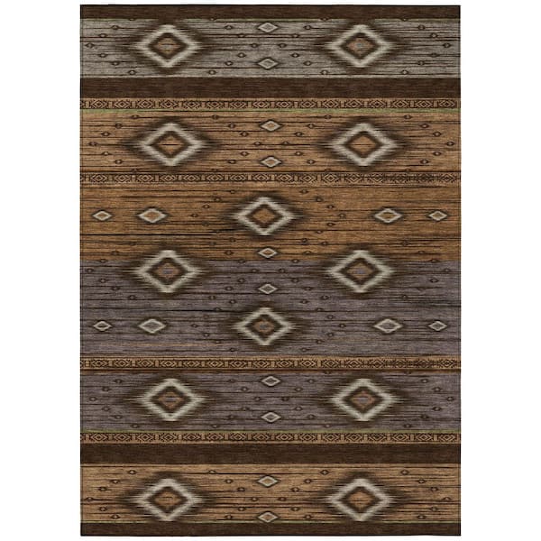 Chantille Machine Washable Indoor/Outdoor Abstract ACN1943 Chocolate 3 ft. x 4 ft. Area Rug