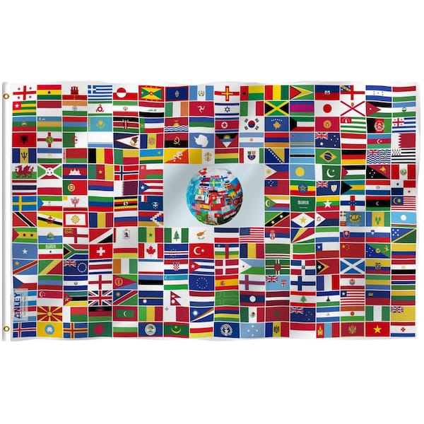 ANLEY Fly Breeze 3 ft. x 5 ft. Polyester Global World Flag 216 International Country Flags