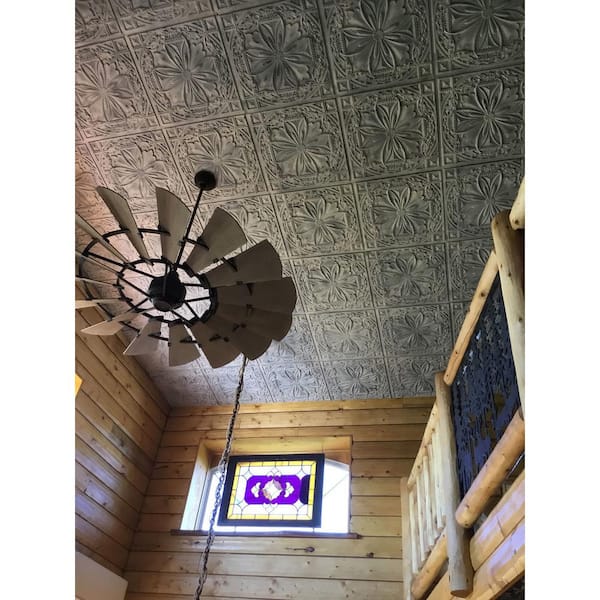 Milan Old Black White 2 ft. x 2 ft. Decorative PVC Glue Up Faux Tin Ceiling Tile (40 sq. ft./case)