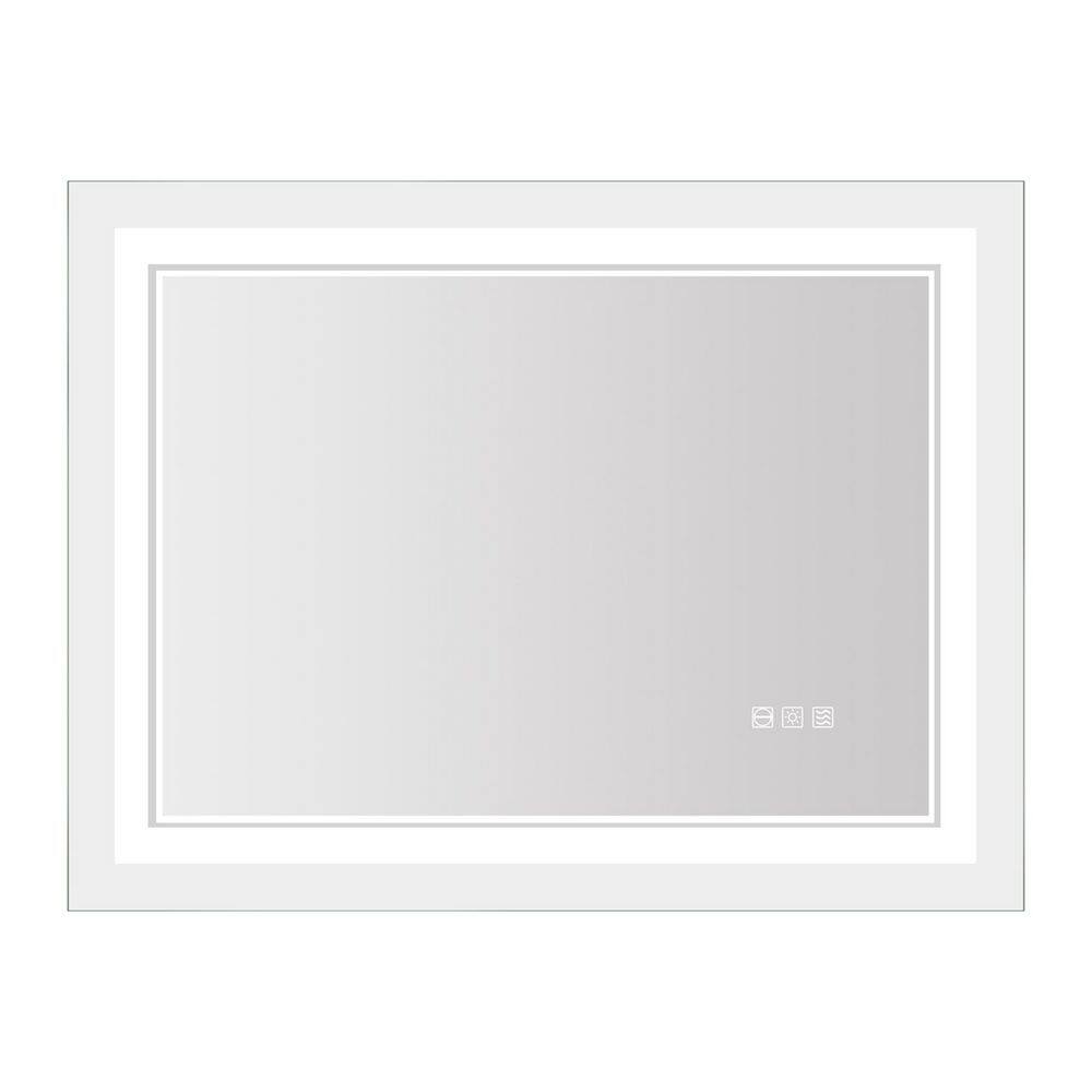 48 in. W x 36 in. H Large Rectangular Framed wall hanging Anti-Fog LED ...