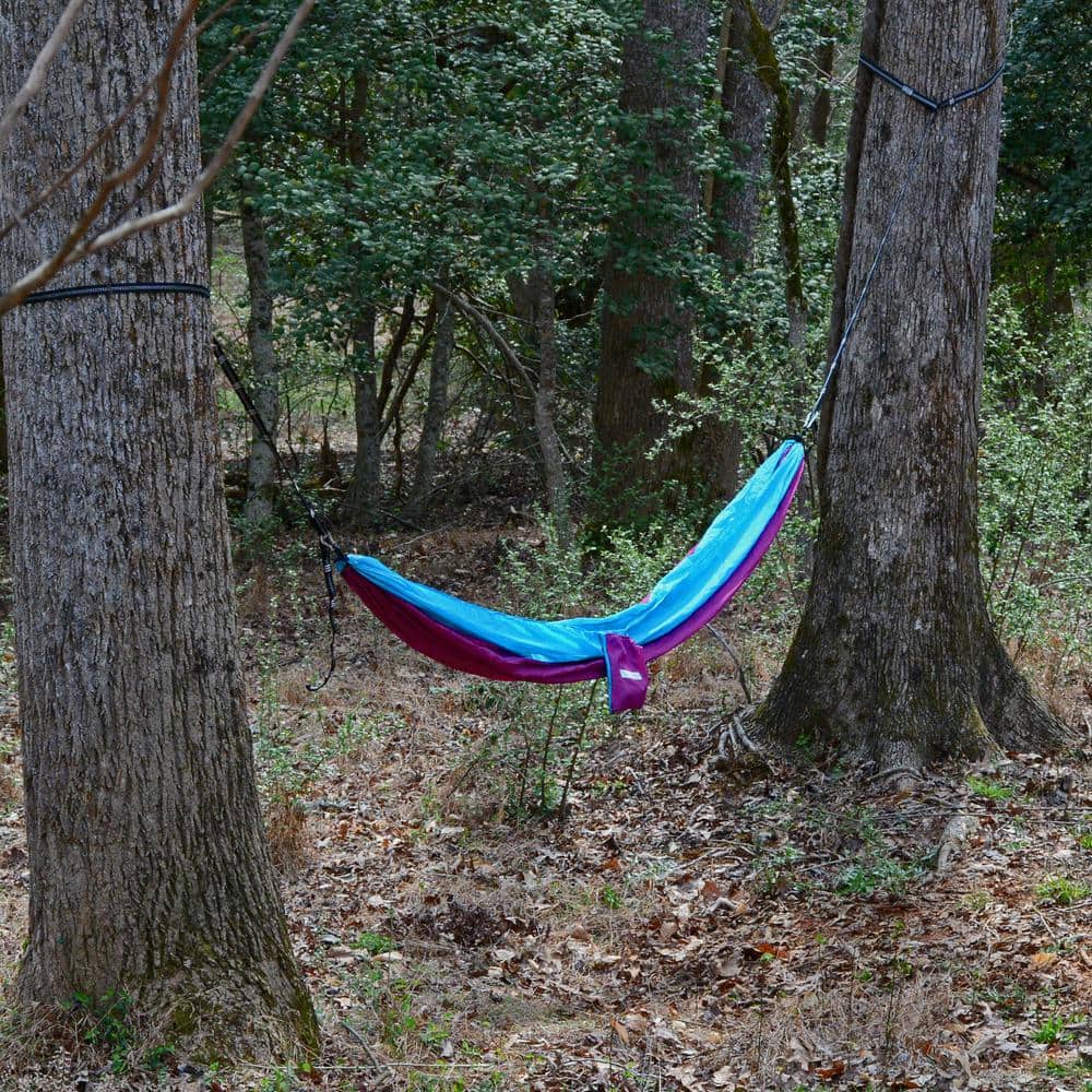 Light Blue and Purple Nylon Camping Hammock