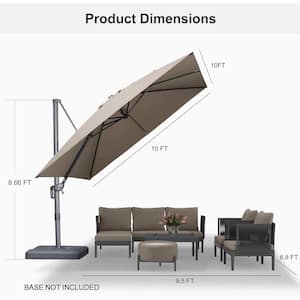 10 ft. Square Olefin Outdoor Patio Cantilever Umbrella Aluminum Offset 360° Rotation Umbrella in Beige