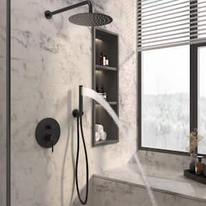 10 In. Wall Mount Single Handle 2-Spray Shower Faucet 1.8 GPM with Pressure Balance Value in. Matte Black