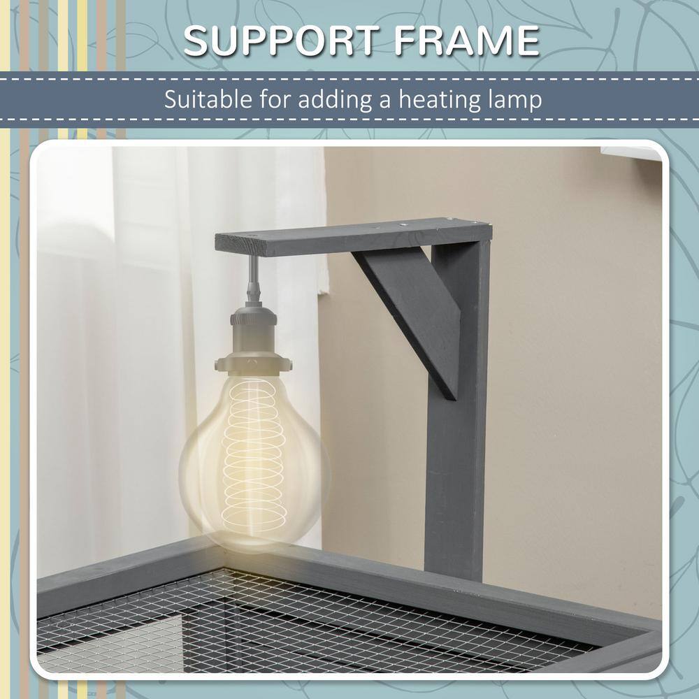 Dark Gray Wooden Tortoise Habitat with Shelf Storage