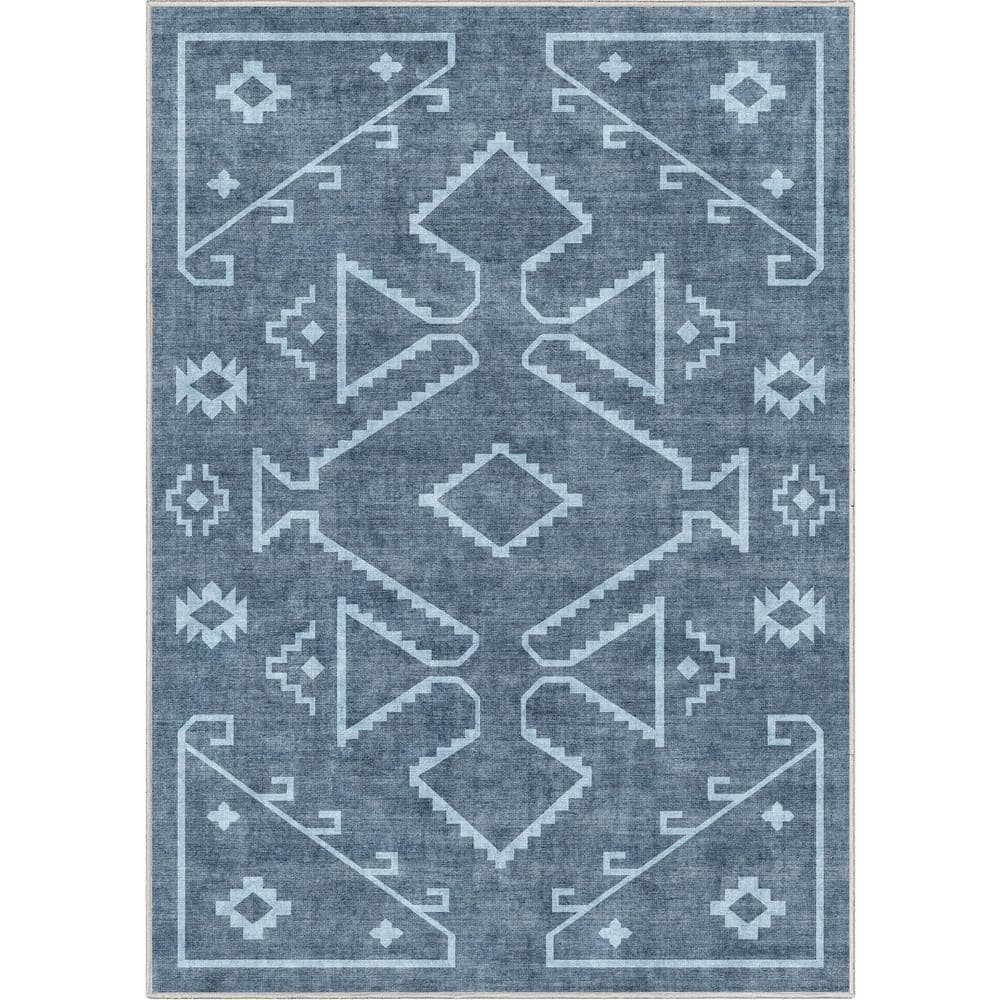 Well Woven Blue 3 ft. 3 in. x 5 ft. Apollo Bottineau Distressed