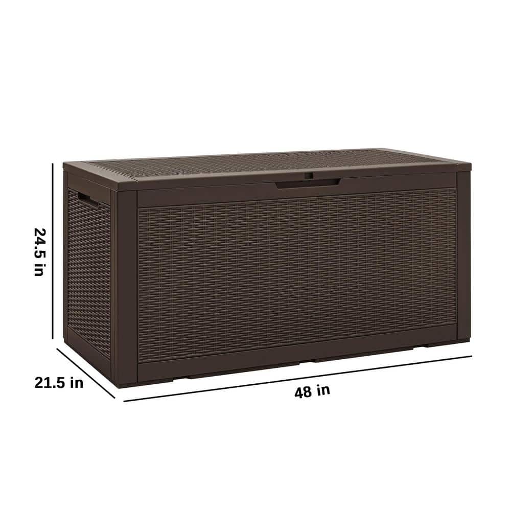 Deep Brown 100 Gallon Lockable Plastic Deck Box