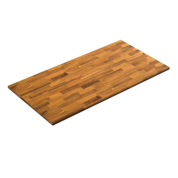 Interbuild 6.2 ft. L x 36 in. D, Acacia Butcher Block Countertop Island in Golden Teak with Square Edge