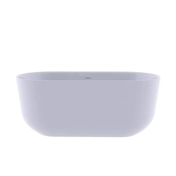 59 in. x 28 in. Acrylic Freestanding Flatbottom Soaking Bathtub in White