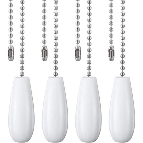 Decorative Ceiling Fan Extension 12 in. White Wooden Pull Chains with Connector 4-Pack