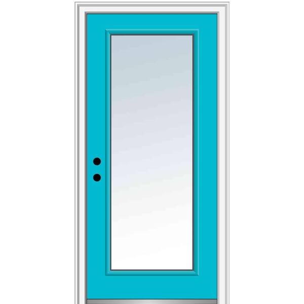 MMI Door 32 in. x 80in. Classic Right-Hand Inswing Full-Lite Clear Painted Fiberglass Smooth Prehung Front Door, 4-9/16 in. Frame