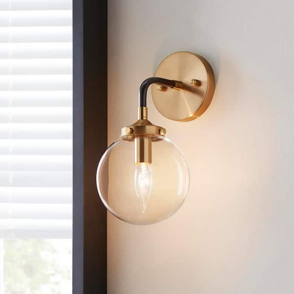 light dimmable black/antique gold armed sconce Eastman 1