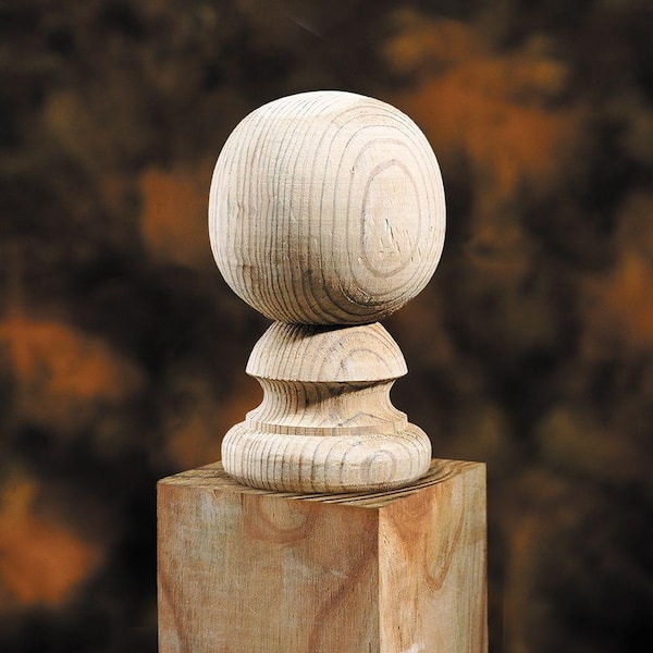 Untreated Wooden Ball Finial for 6 ins post 