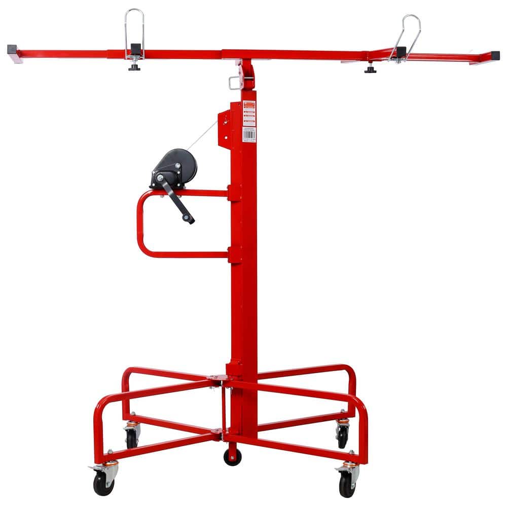 Red Heavy Duty Rolling Caster Drywall Panel Hoist with 150 lb Capacity