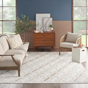 Casual Ivory Beige 8 ft. x 10 ft. Abstract Contemporary Area Rug