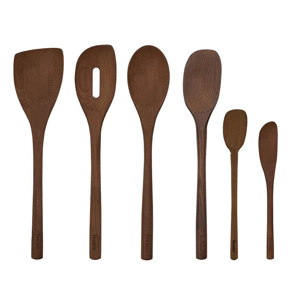 Premium Dark Brown Beechwood Utensil Set of 6