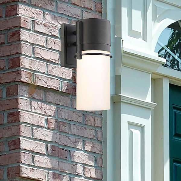 11.75 in. Black Smart Integrated LED Outdoor Line Voltage Wall Sconce