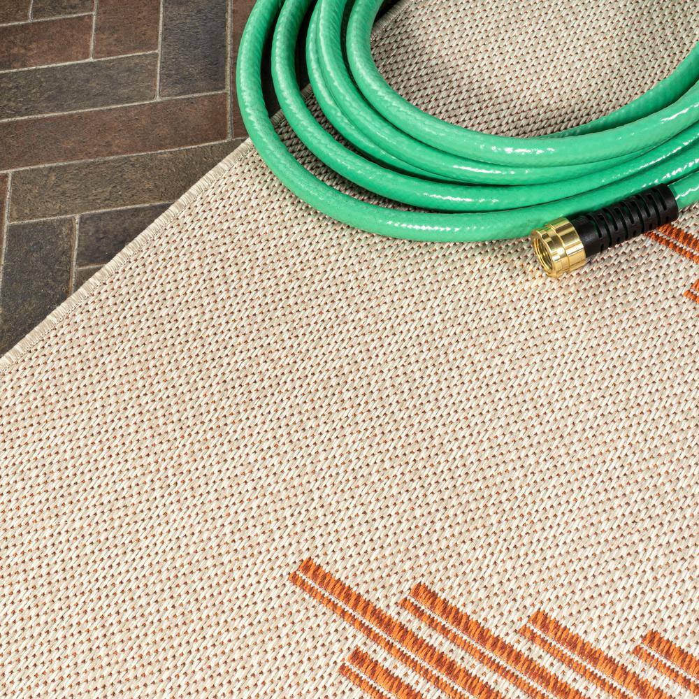 Moroccan Diamond Stripe 5' x 8' Beige/Orange Synthetic Area Rug
