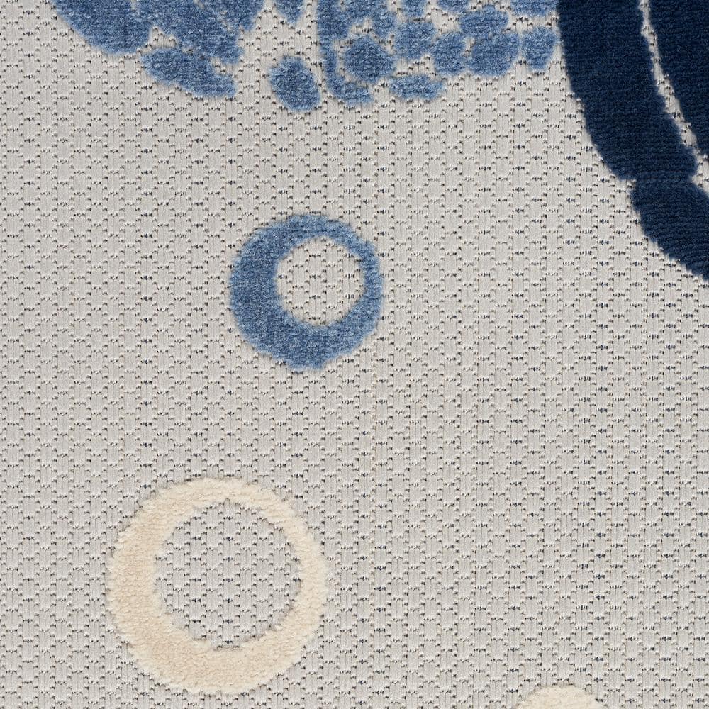 Navy Blue Synthetic Easy-Care Runner Rug 2'x6' with Sea Turtle Design