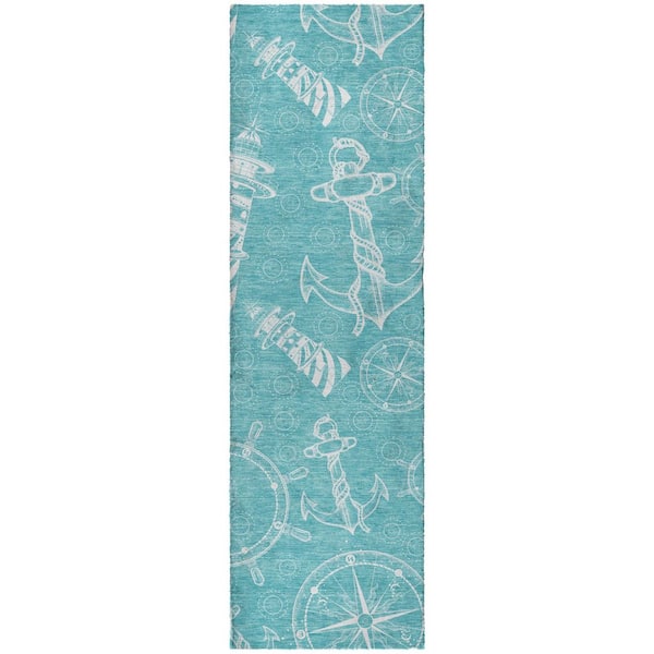 Dream Shag Premium Machine Washable Abstract ADS154 Ocean 2 ft. x 7 ft. Runner Rug