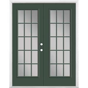 60 in. x 80 in. Conifer Steel Prehung Left-Hand Inswing 15-Lite Clear Glass Patio Door with Brickmold