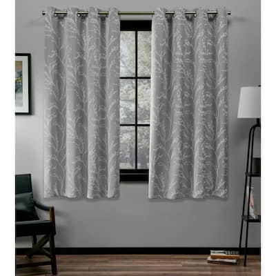 Kilberry Ash Grey 52 in. W x 63 in. L Grommet Top Room Darkening Black Out Curtain Panel (Set of 2)