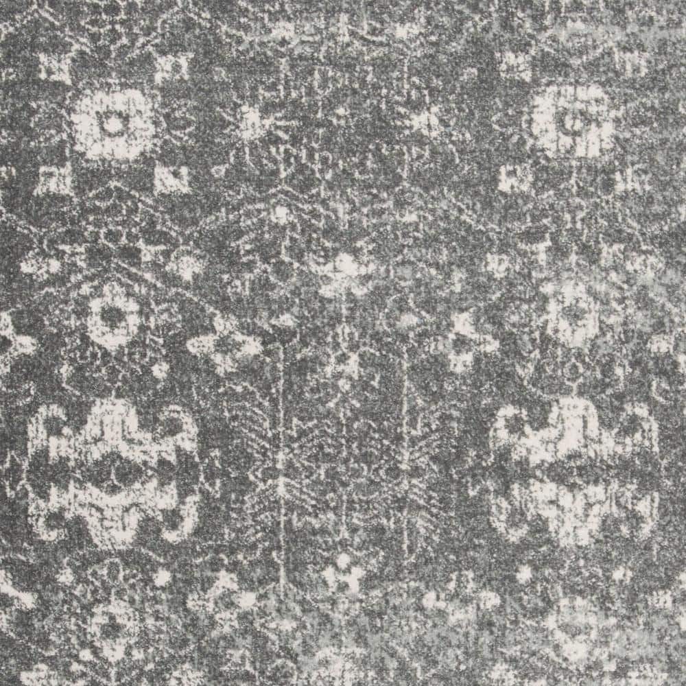 Grey and Ivory High Pile Synthetic Rectangular Rug 4' x 6'