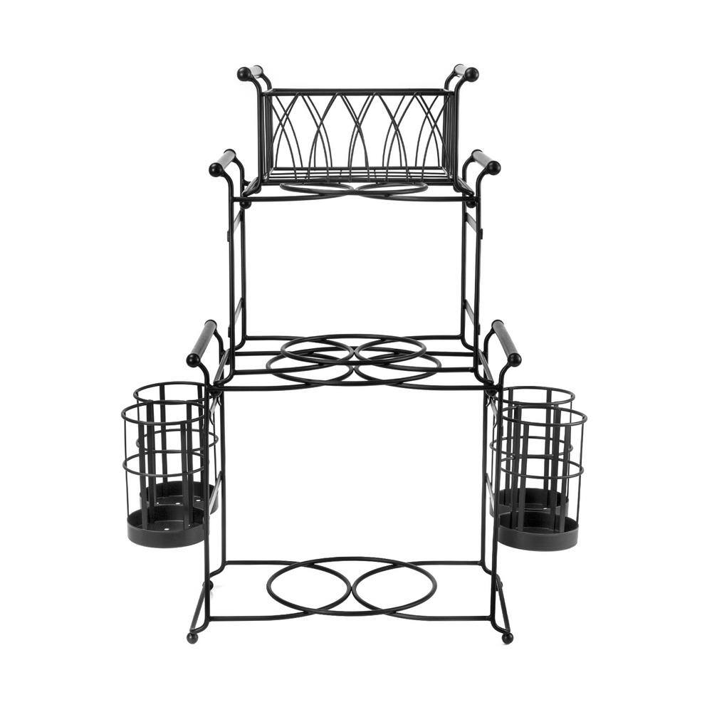 Black Carbon Steel 7-Piece Stackable Buffet Caddy Set