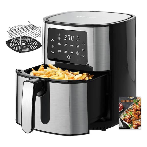 Deco Chef 5.8QT Digital Electric Air Fryer with Accessories and Cookbook- Air Frying Roasting Baking Crisping and Reheating for