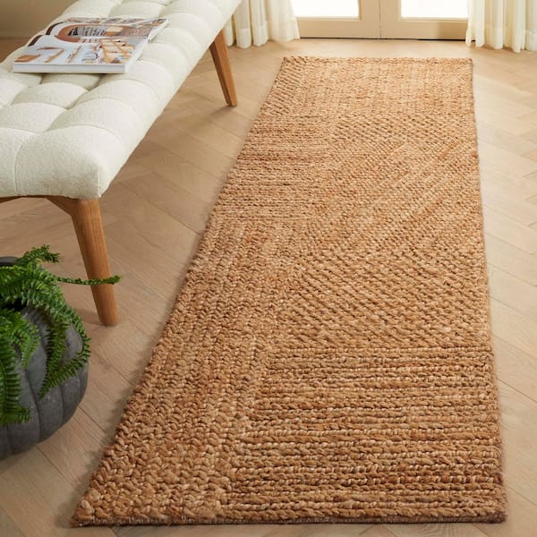 Natural Fiber 2 ft. x 8 ft. Natural Woven Solid Geometric Runner Rug