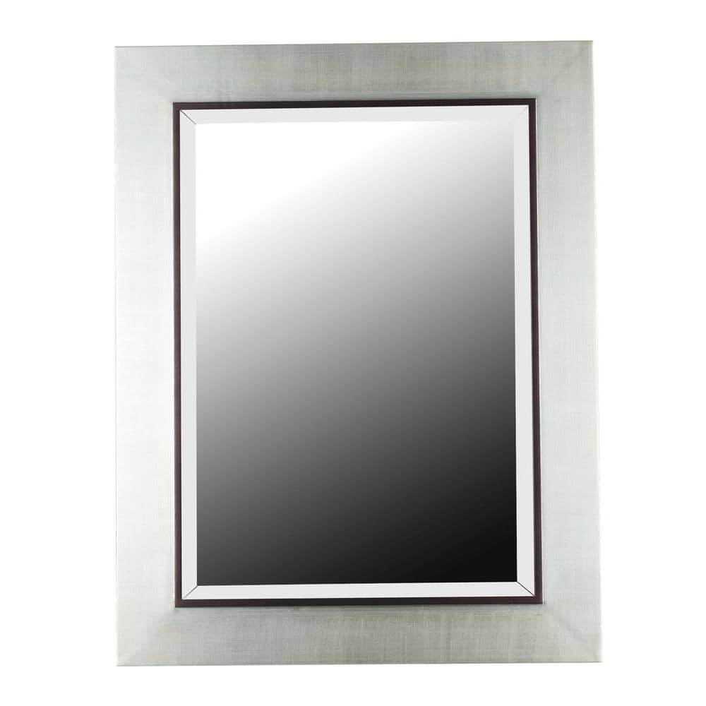 Medium Rectangle Silver Finish With Black Trim Beveled Glass Contemporary M