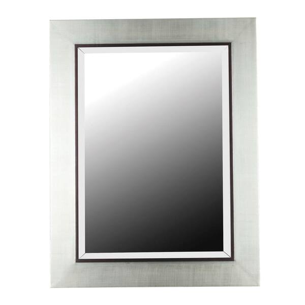Unbranded Medium Rectangle Silver Finish With Black Trim Beveled Glass Contemporary Mirror (38 in. H x 30 in. W)