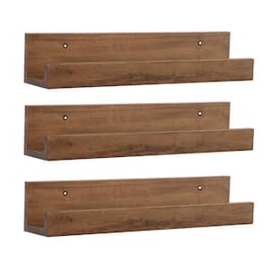 Levie 18 in. x 4 in. x 4 in. Rustic Brown Wood Floating Decorative Wall Shelf Without Brackets