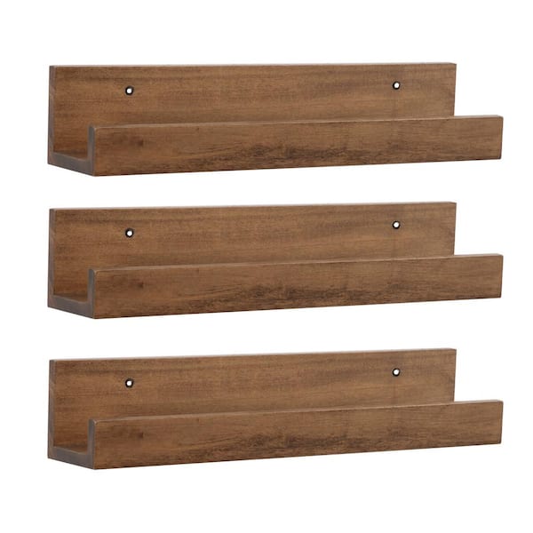 Kate and Laurel Levie 18 in. x 4 in. x 4 in. Rustic Brown Wood Floating Decorative Wall Shelf Without Brackets