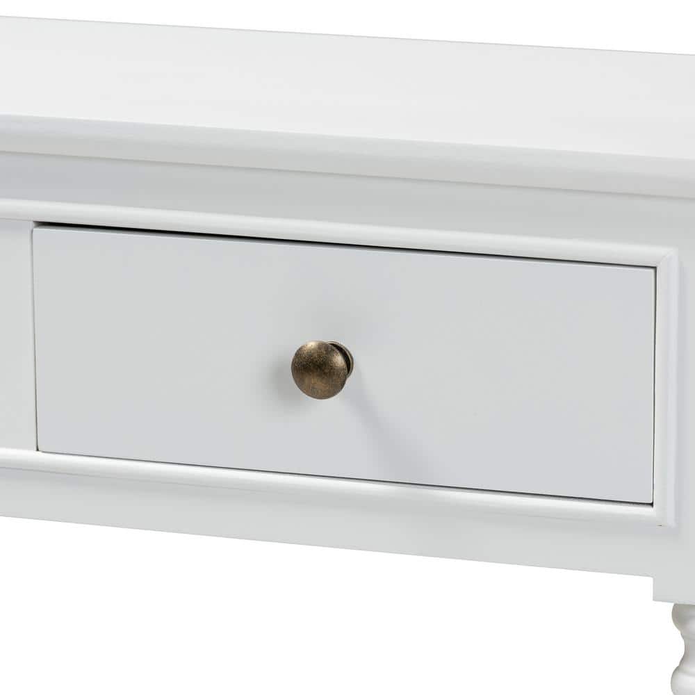 Calvin 3-Drawer White Wood & Metal Entryway Console Table with Storage