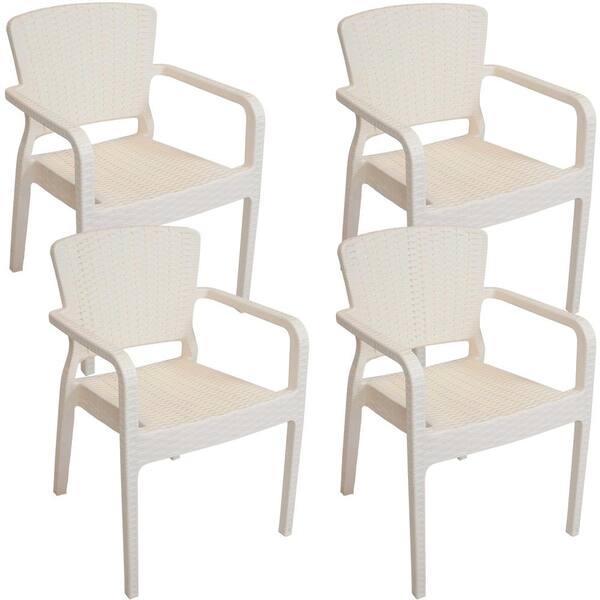 cream plastic garden chairs