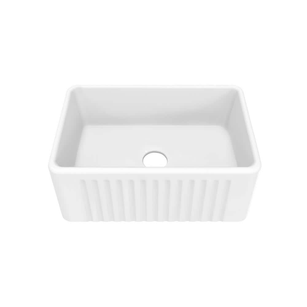 Delice 24 x 18 White Ceramic Farmhouse Kitchen Sink with Apron
