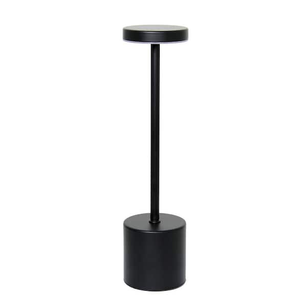 12.75 in. Mushroom Magic Disc Dimming and Rechargeable Cordless 4-Way Touch Sensor Stick Novelty Desk Lamp, Black