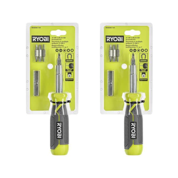 11-in-1 Multi-bit Screwdriver with Cushion Grip Handle (2-Pack)