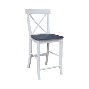 24 in. H White/Heather Gray Alexa Counter Height X Back Bar Stool