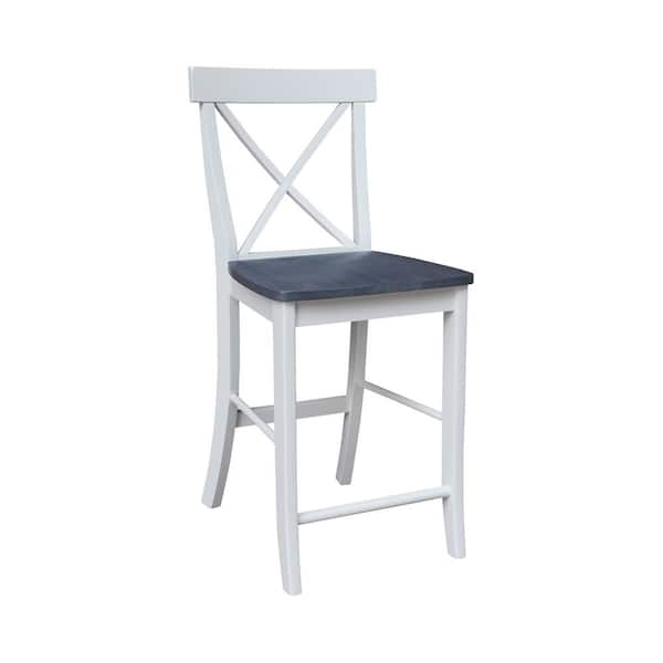 International Concepts 24 in. H White/Heather Gray Alexa Counter Height X Back Bar Stool