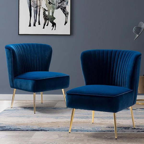 navy blue chair gold legs