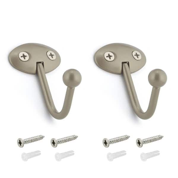 Richelieu Hardware 2-1/2 in. (63 mm) Matte Nickel Utility Wall Mount Hook (2-Pack)
