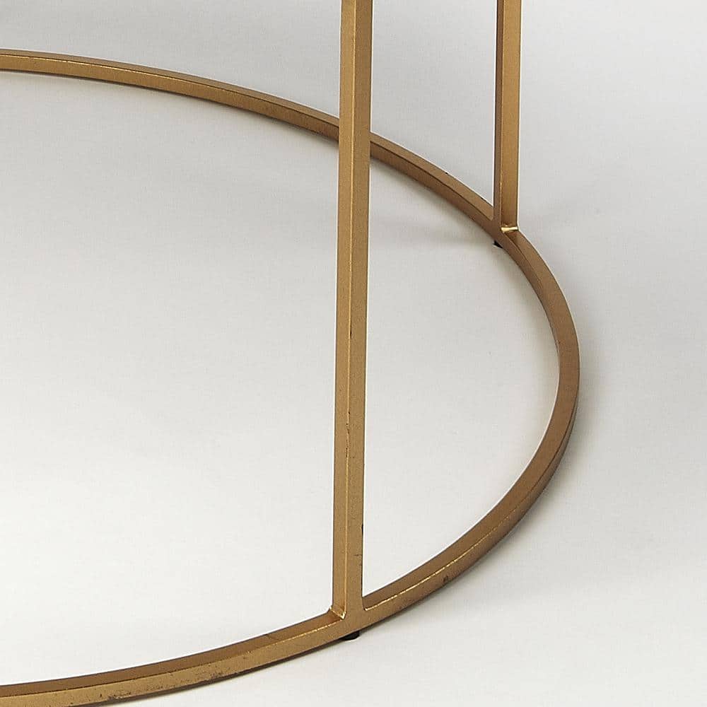 Modern White Marble and Gold Iron Base Coffee Table