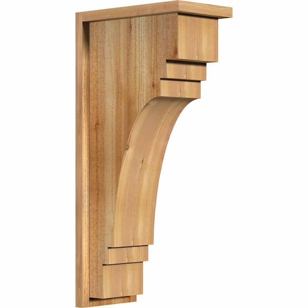 Ekena Millwork 8 in. x 14 in. x 30 in. Western Red Cedar Pescadero Rough Sawn Corbel with Backplate