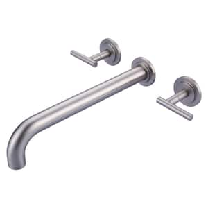 2-Handle Wall Mount Roman Tub Faucet with 12 in. Long Spout Reach in. Brushed Nickel (Valve Included)