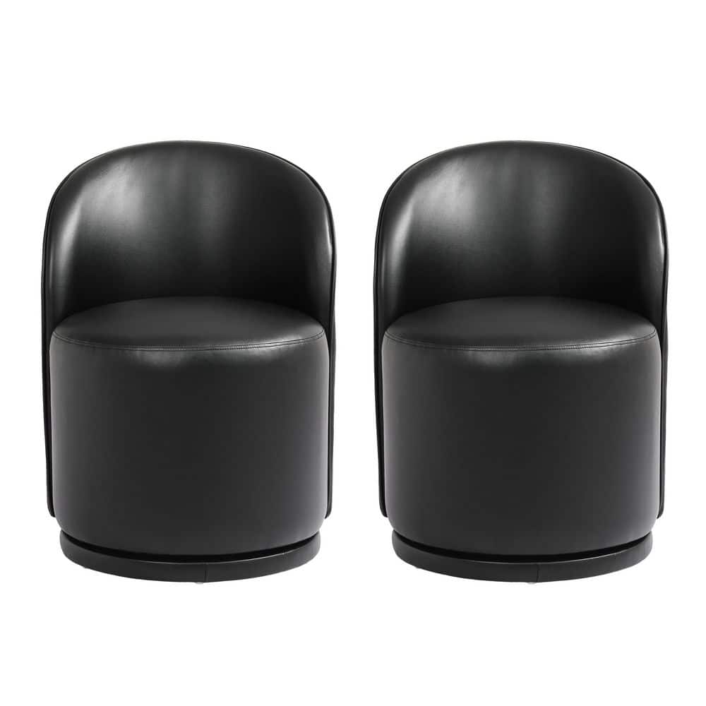 Black PU Leather Swivel Dining Side Chair (Set of 2) price history on PriceWatchPro