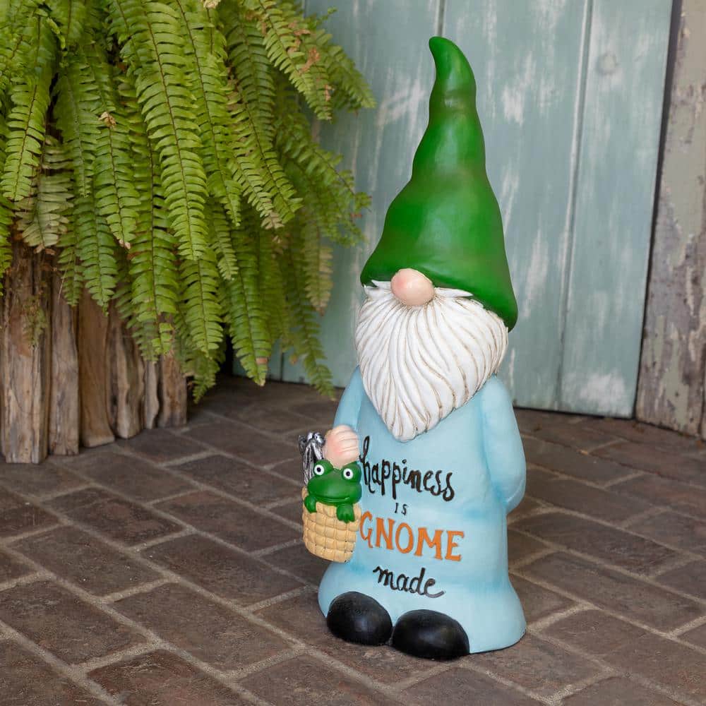 24" Multicolor Polyresin Garden Gnome with Frog Basket