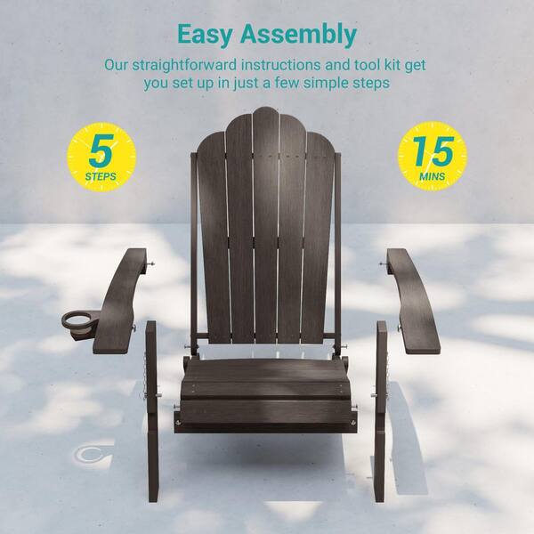 Sonkuki Coffee Plastic Folding Ergonomic Adirondack Chair with