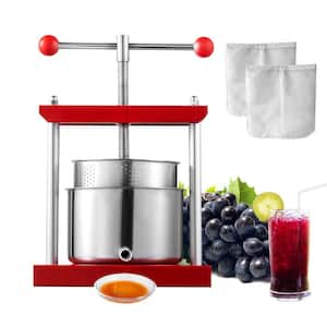 Fruit Wine Press, 0.8 Gal., 2 Stainless Steel Barrels, Heavy Duty Manual Juice Maker, Cider Apple Grape Making Press