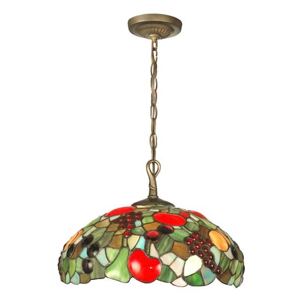 Dale Tiffany Fruit with Jewels 1-Light Antique Brass Hanging Pendant